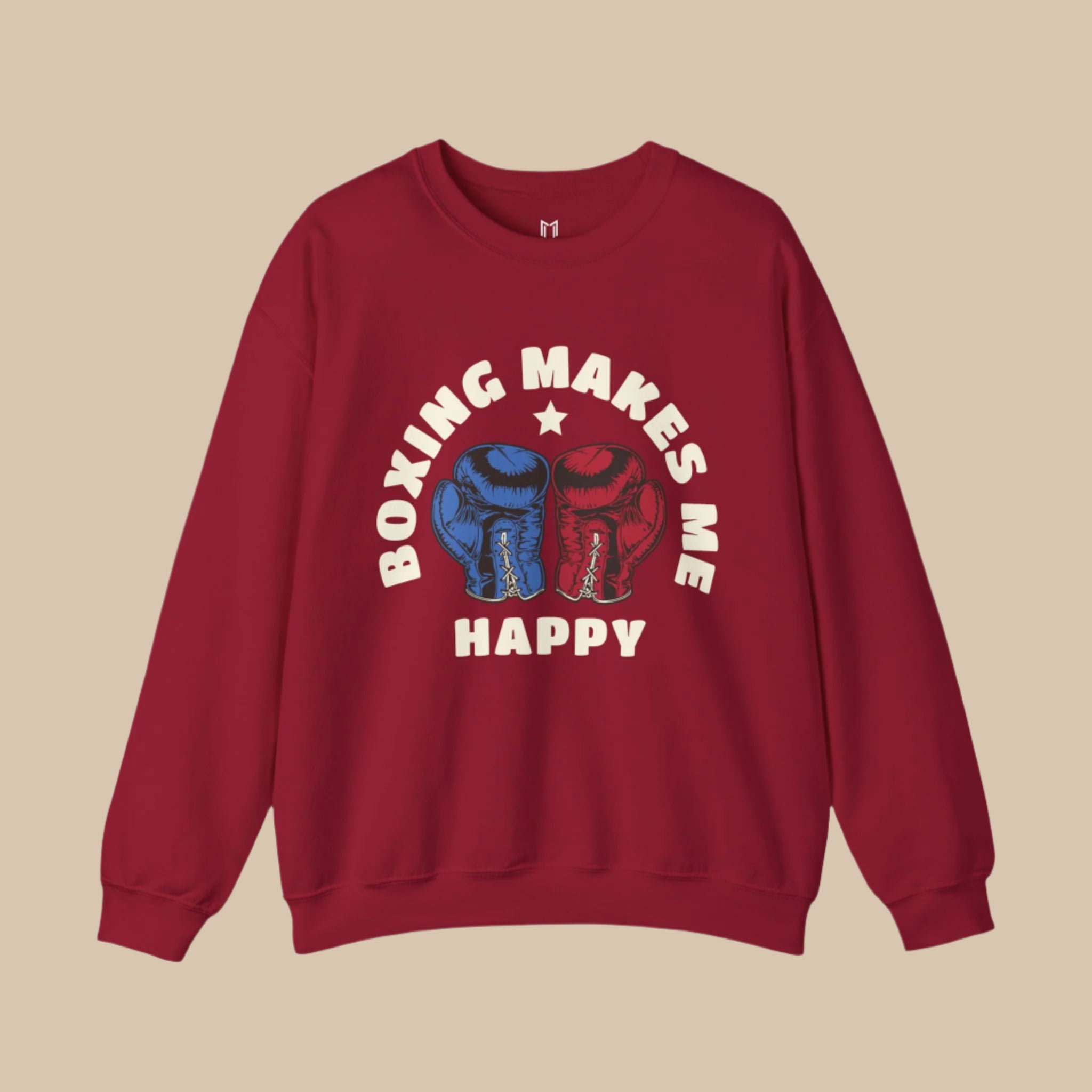 Boxing Makes Me Happy Crewneck Sweater | Gloves, Combat Sports, MMA | (WHAT'S YOUR HUSTLE?®)