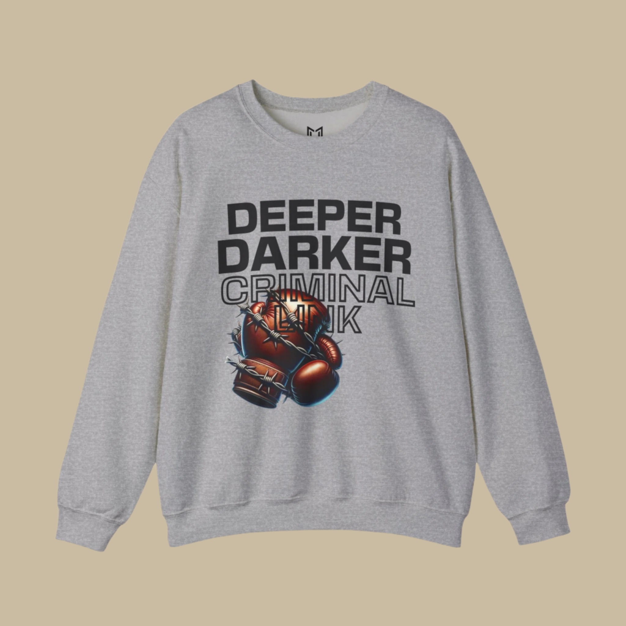 DEEPER DARKER CRIMINAL LINK BOXING CREWNECK SWEATER | (2TONEDASUPASTAR x WHAT'S YOUR HUSTLE?®)