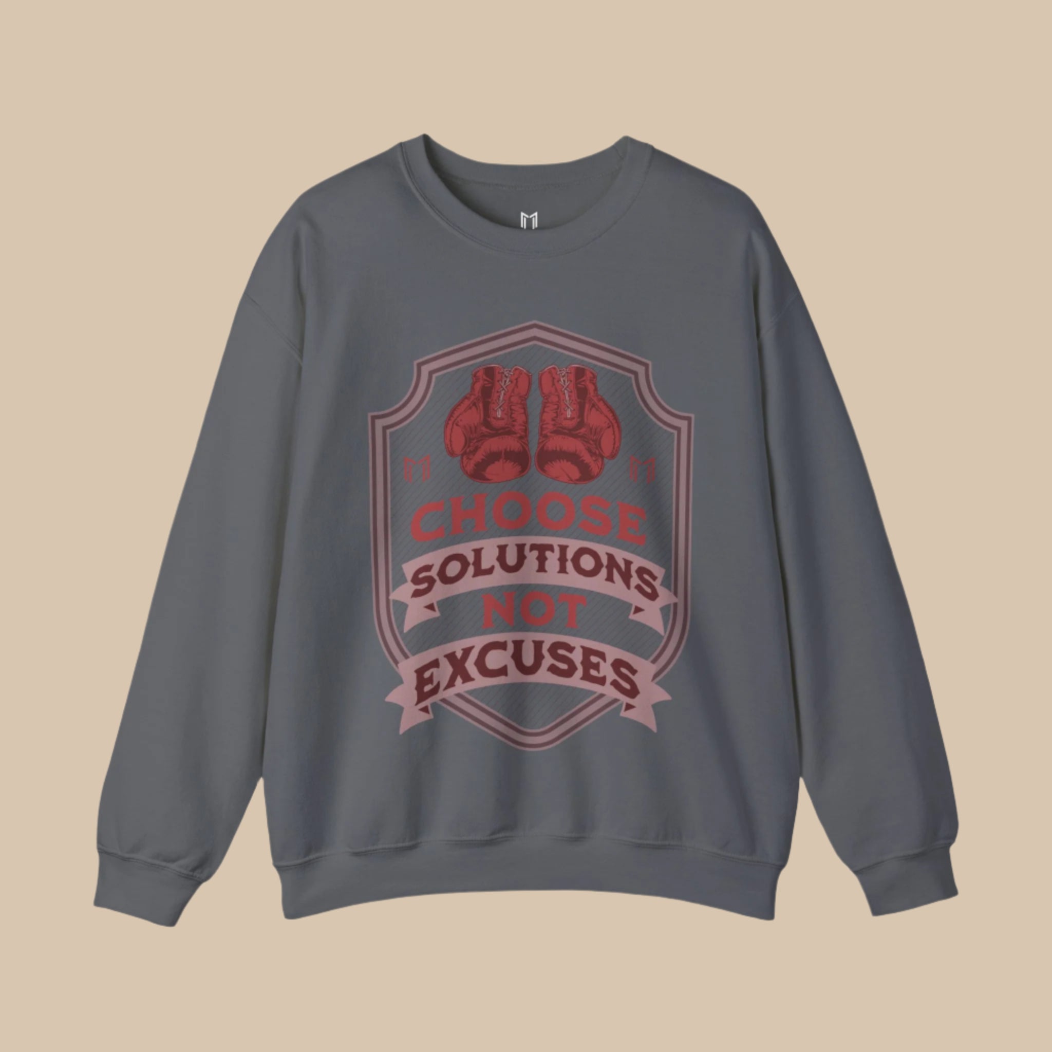 CHOOSE SOLUTIONS, NOT EXCUSES BOXING GLOVES CREWNECK SWEATER | (WHAT'S YOUR HUSTLE?®)