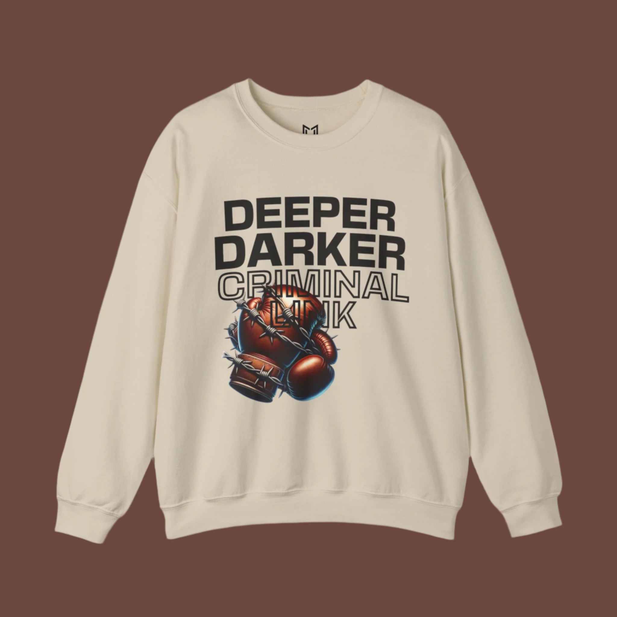 DEEPER DARKER CRIMINAL LINK BOXING CREWNECK SWEATER | (2TONEDASUPASTAR x WHAT'S YOUR HUSTLE?®)