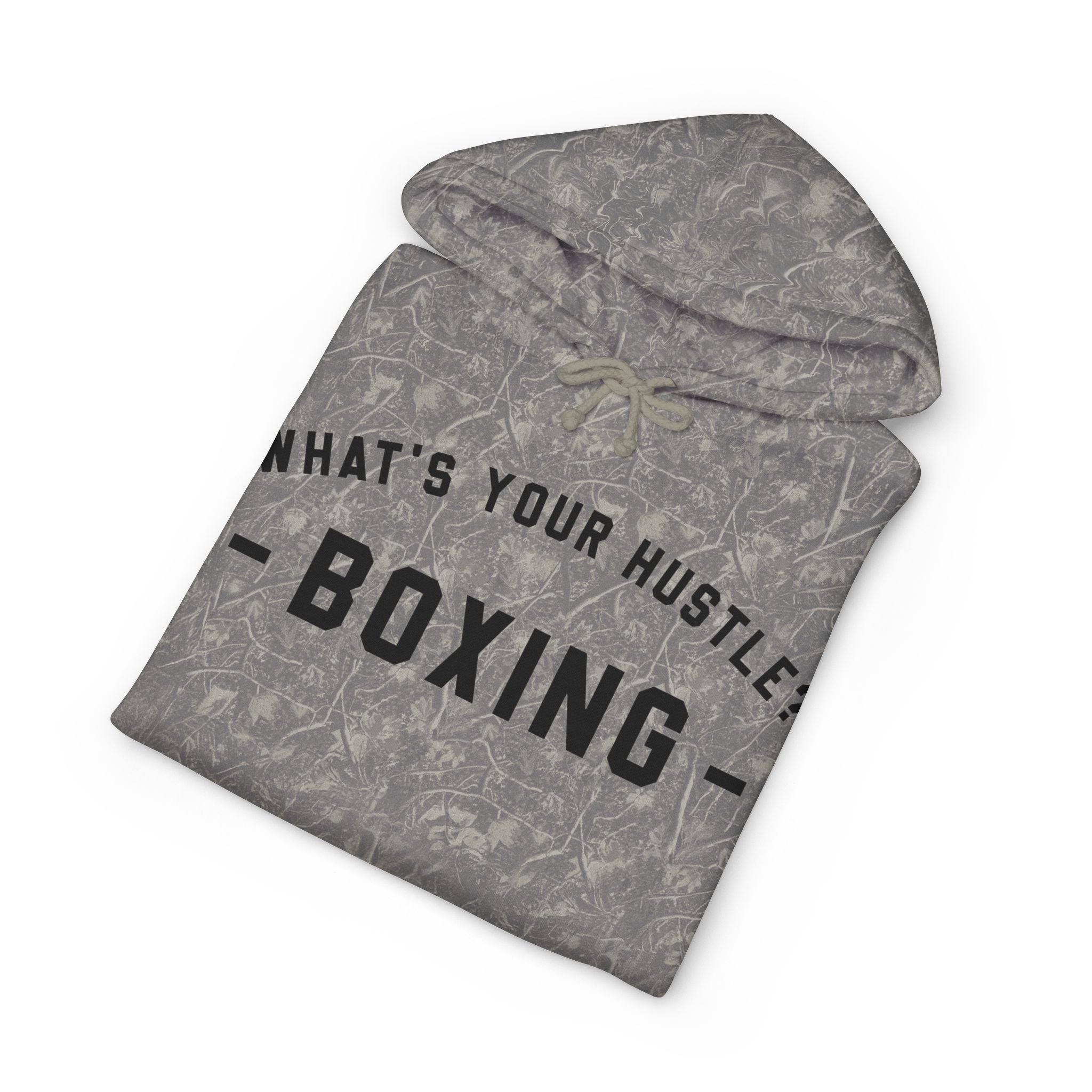 Gray hoodie with text 'Stay INSPIRED Never Stop Creating' on a white background