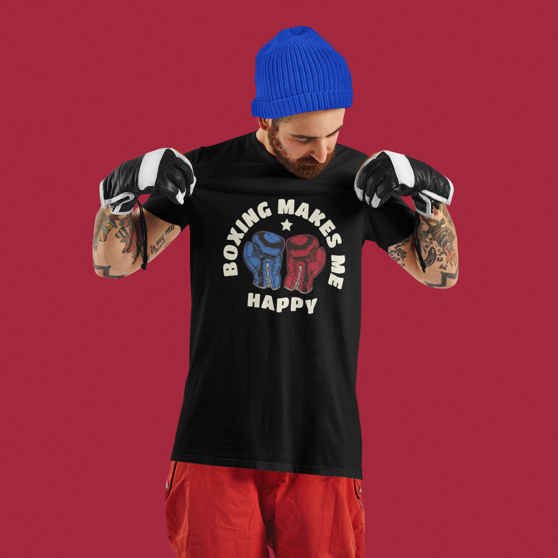 Boxing Makes Me Happy T-Shirt | 2 Colors - BOXY FIT (WHAT'S YOUR HUSTLE?®) - What's Your Hustle?
