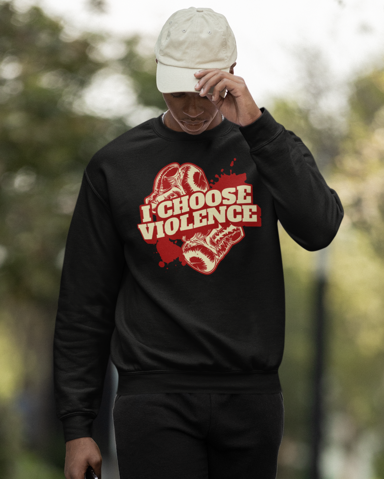 I Choose Violence Boxing MMA Crewneck Sweater | Gloves, Combat Sports | 3 COLORS (WHAT'S YOUR HUSTLE?®)