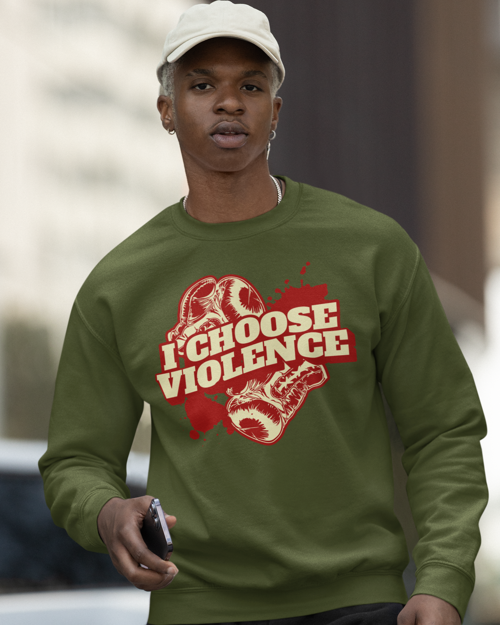 I Choose Violence Boxing MMA Crewneck Sweater | Gloves, Combat Sports | 3 COLORS (WHAT'S YOUR HUSTLE?®)