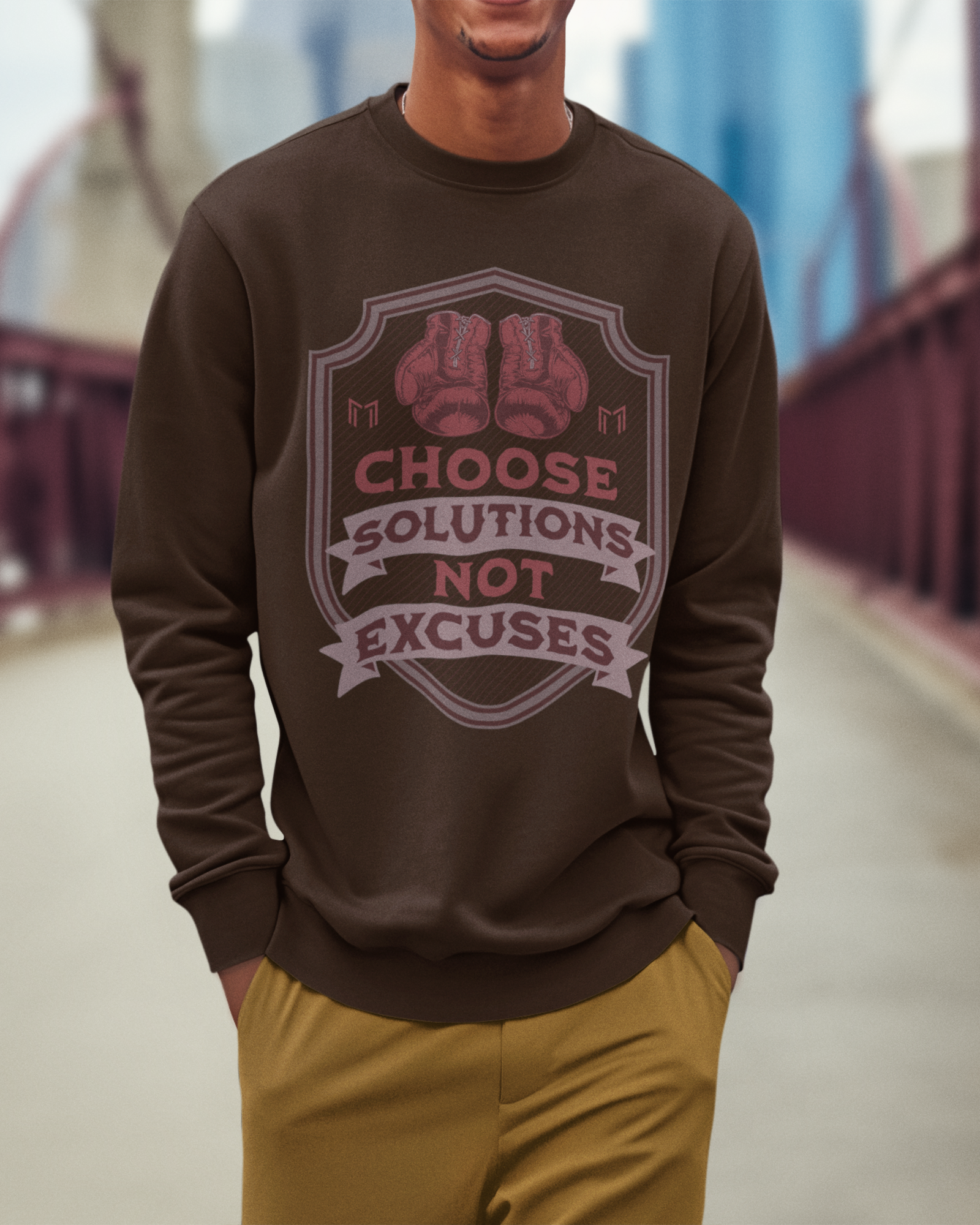 CHOOSE SOLUTIONS, NOT EXCUSES BOXING GLOVES CREWNECK SWEATER | (WHAT'S YOUR HUSTLE?®)