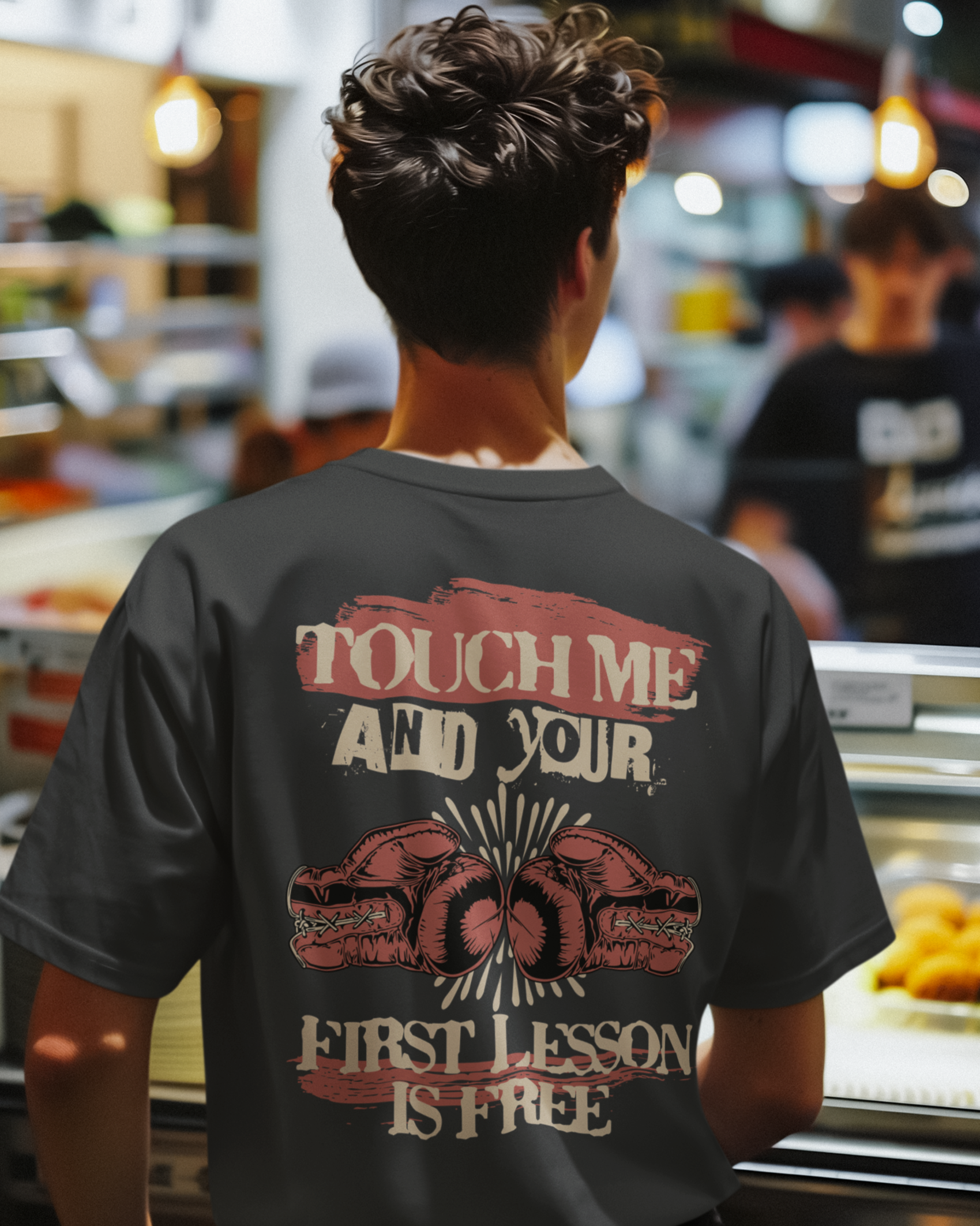 TOUCH ME, AND YOUR FIRST LESSON IS FREE BOXING GLOVES T-SHIRT | (2 COLORS) | WHAT'S YOUR HUSTLE?®