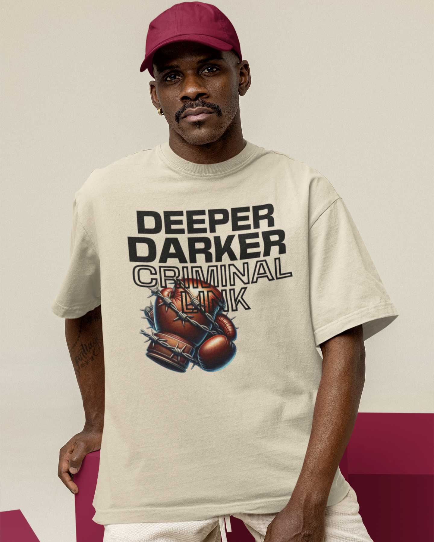 DEEPER DARKER CRIMINAL LINK Boxing T-SHIRT | (2TONEDASUPASTAR x WHAT'S YOUR HUSTLE?®)