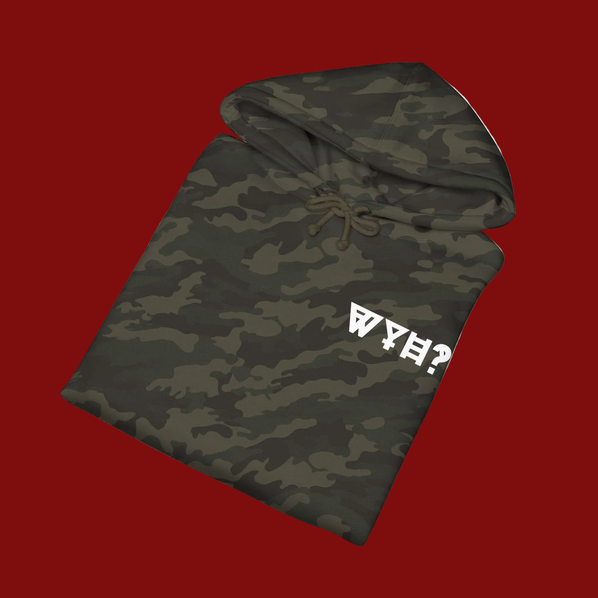 Black hoodie with a logo on the chest against a white background