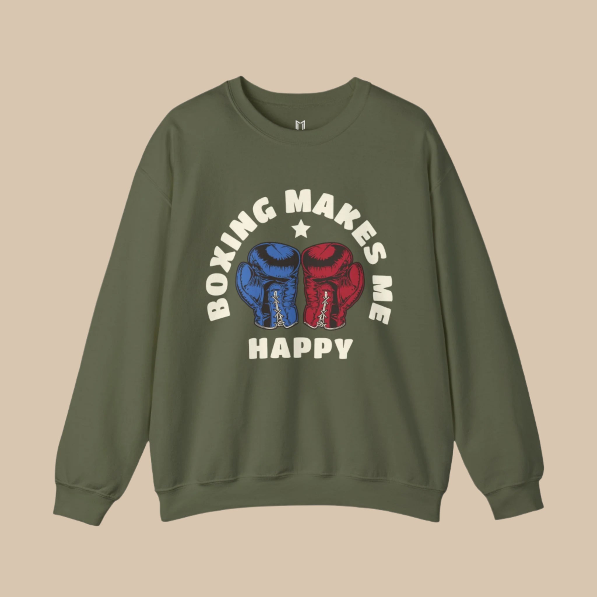 Boxing Makes Me Happy Crewneck Sweater | Gloves, Combat Sports, MMA | (WHAT'S YOUR HUSTLE?®)