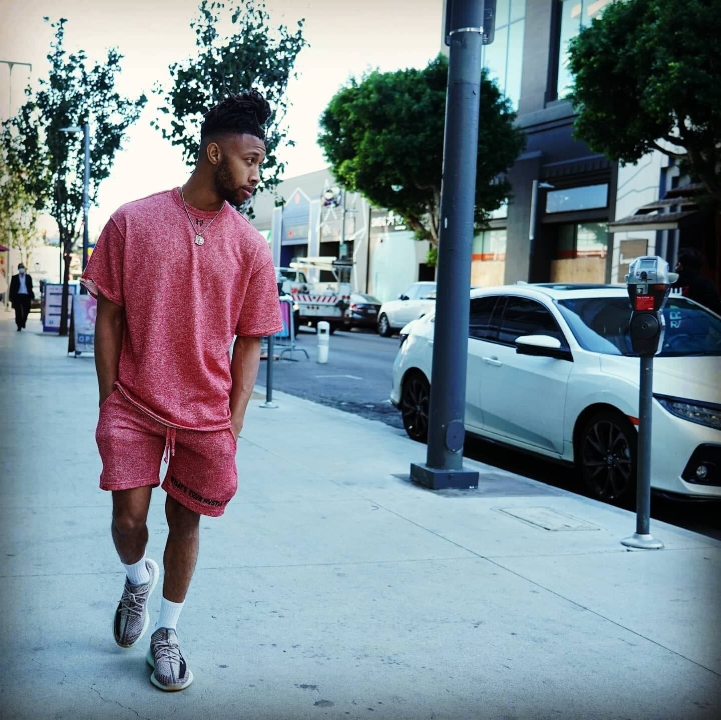 "M" Logo Print Two-Toned French Terry Oversized Travel T-shirt | (2 Colors) - What's Your Hustle?