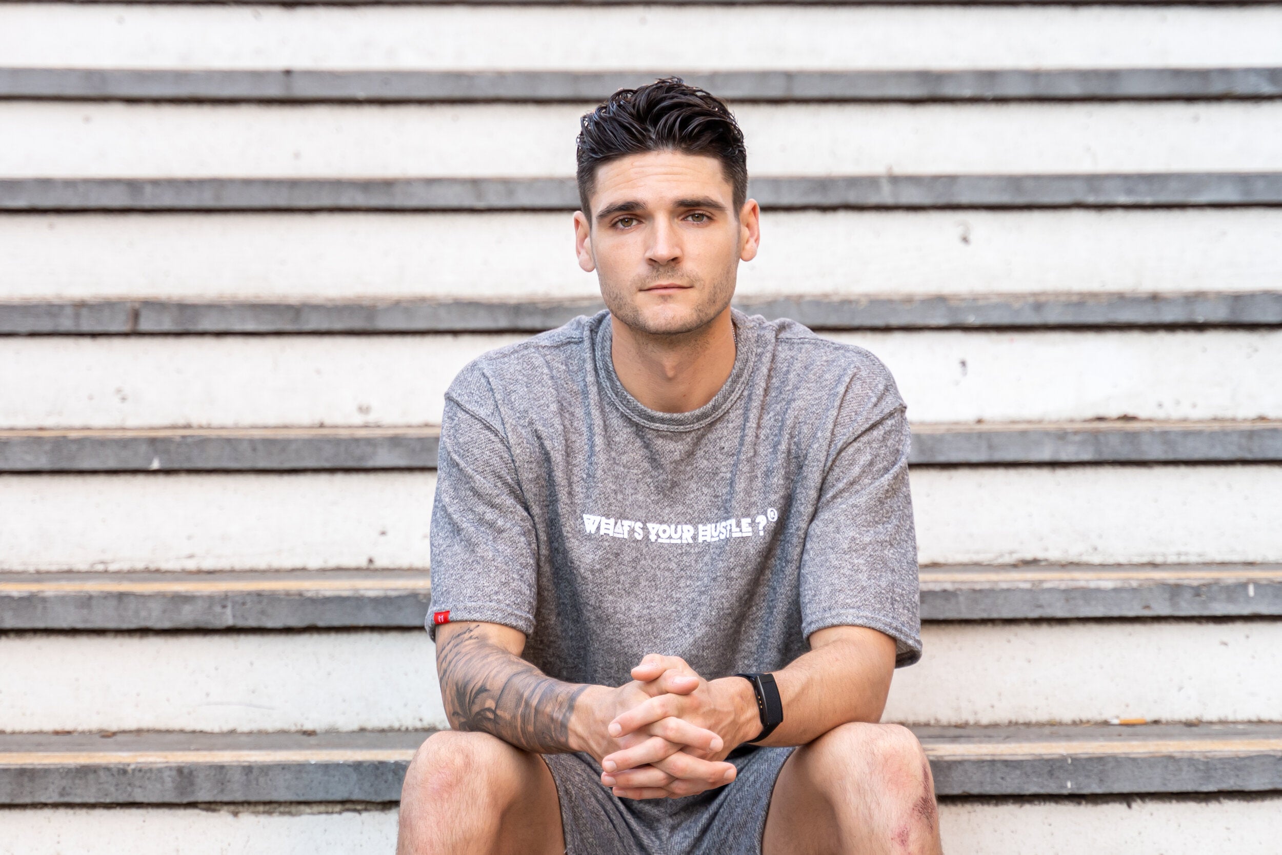 "WHAT'S YOUR HUSTLE?" Print Two-Toned French Terry Oversized Travel T-shirt | (2 Colors) - What's Your Hustle?