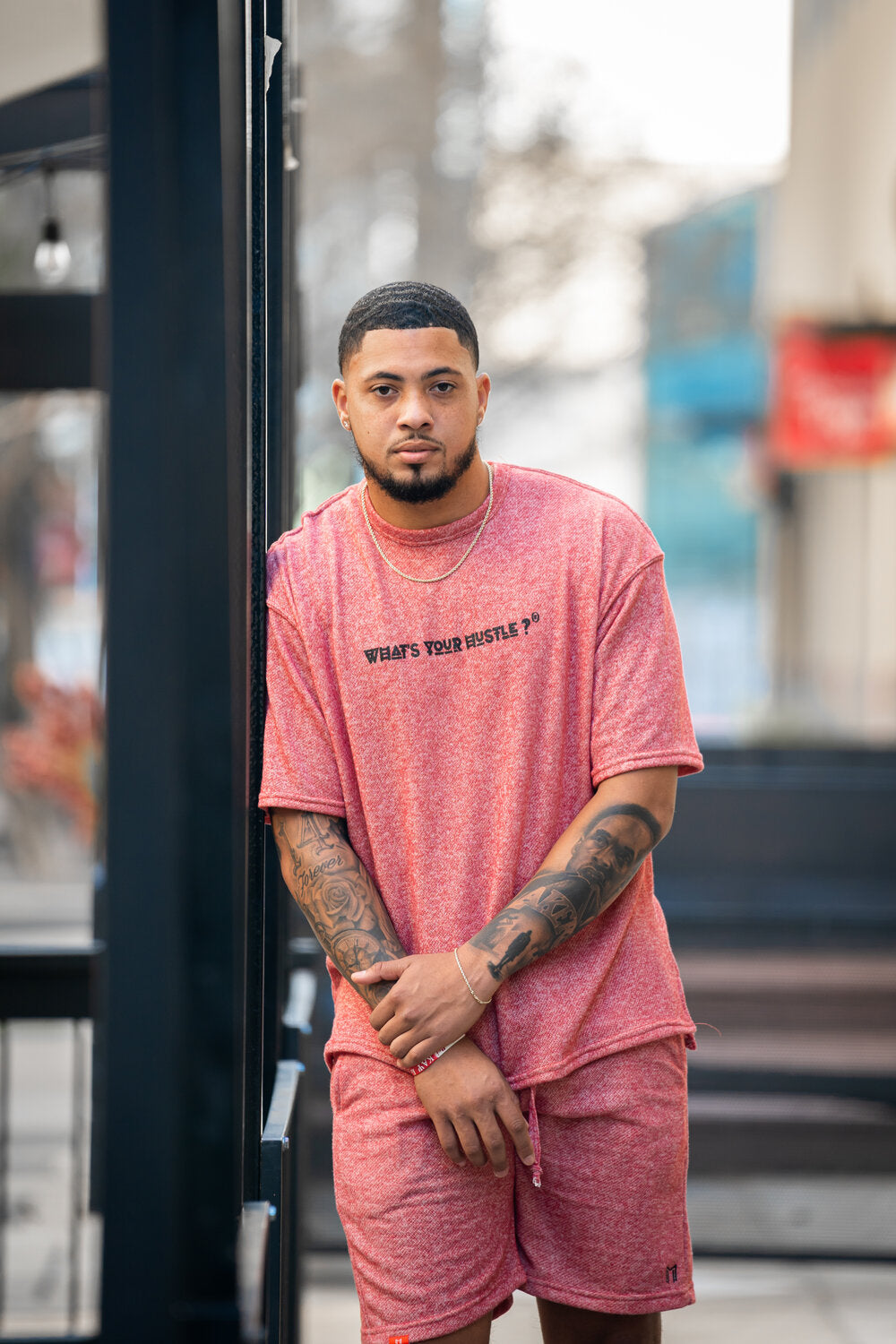 "M LOGO" Print Two-Toned French Terry Travel Short | (2 Colors) - What's Your Hustle?