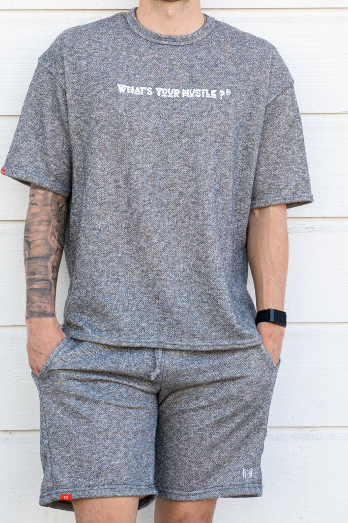 "M LOGO" Print Two-Toned French Terry Travel Short | (2 Colors) - What's Your Hustle?