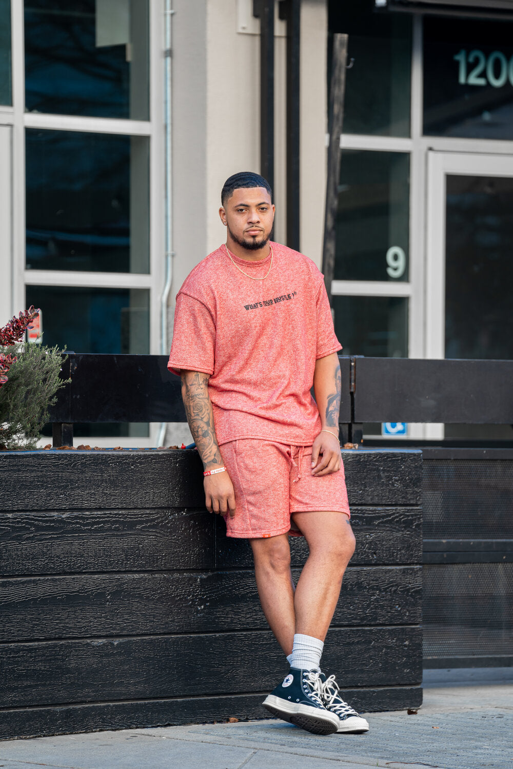 "WHAT'S YOUR HUSTLE?" Print Two-Toned French Terry Oversized Travel T-shirt | (2 Colors) - What's Your Hustle?
