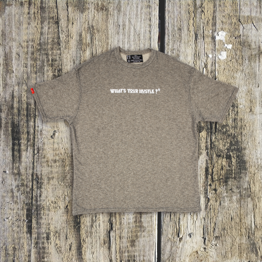 "WHAT'S YOUR HUSTLE?" Print Two-Toned French Terry Oversized Travel T-shirt | (2 Colors) - What's Your Hustle?
