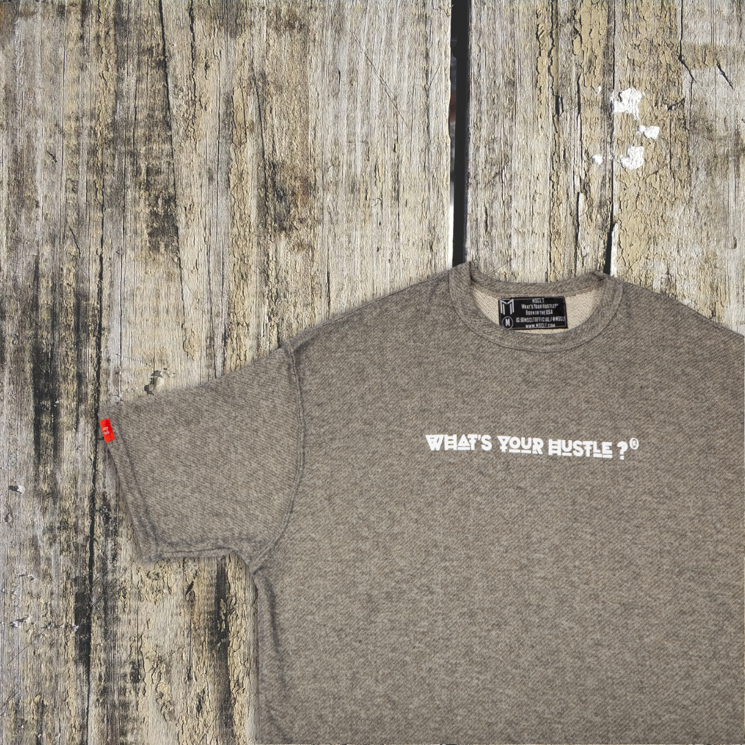 "WHAT'S YOUR HUSTLE?" Print Two-Toned French Terry Oversized Travel T-shirt | (2 Colors) - What's Your Hustle?