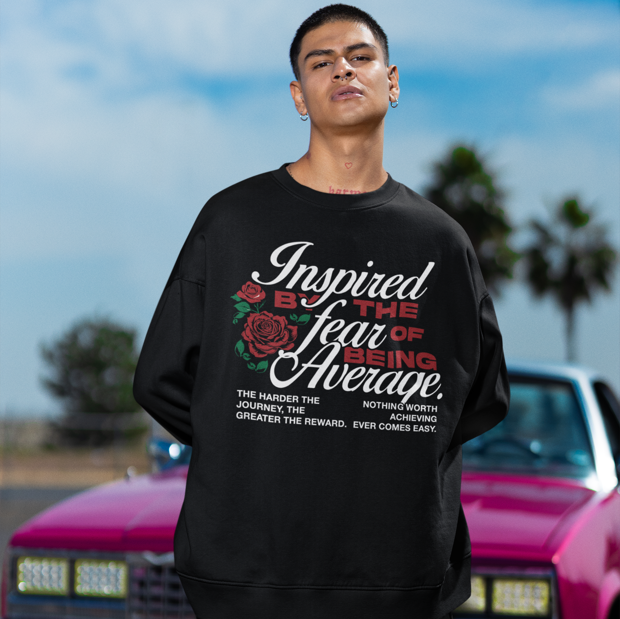 Inspired By The Fear of Being Average Crewneck Sweater | Heavy Cotton | 3 COLORS (WYH? x SCRAPPY RAMIREZ)