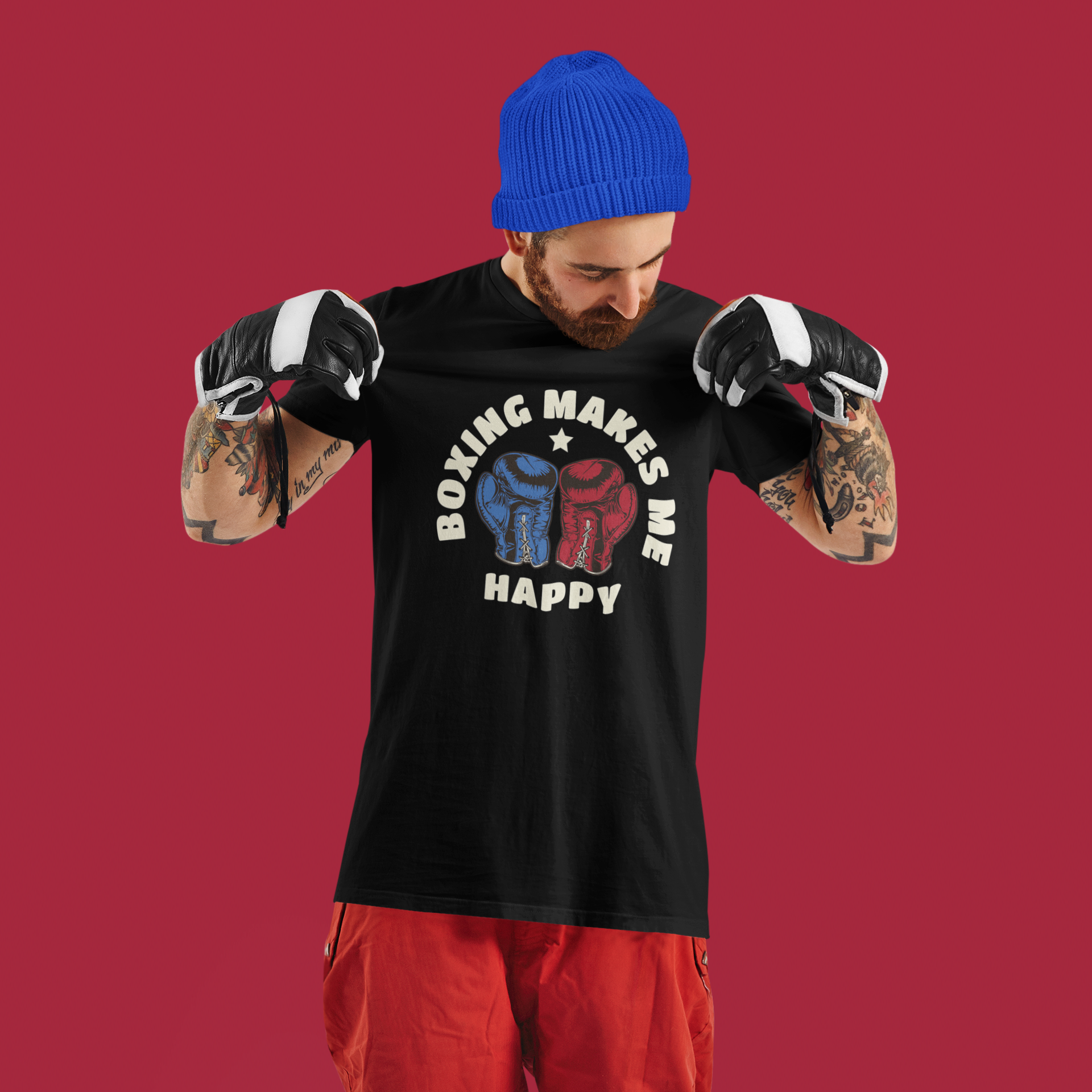 Boxing Makes Me Happy T-Shirt | 2 Colors - BOXY FIT (WHAT'S YOUR HUSTLE?®)