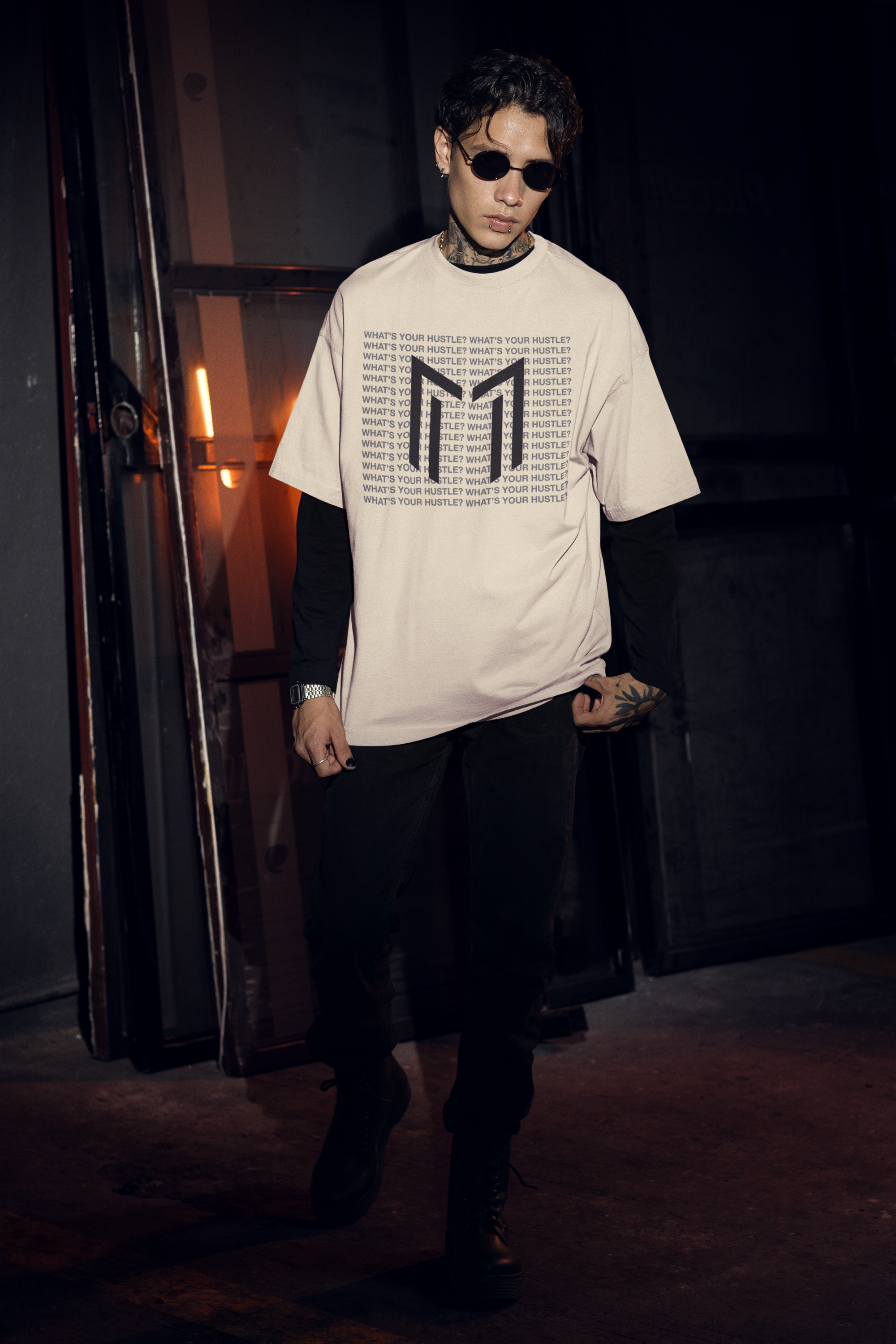 WHAT'S YOUR HUSTLE? FULL SURFACE "M" LOGO BOXY T-SHIRT | (3 COLORS) - What's Your Hustle?