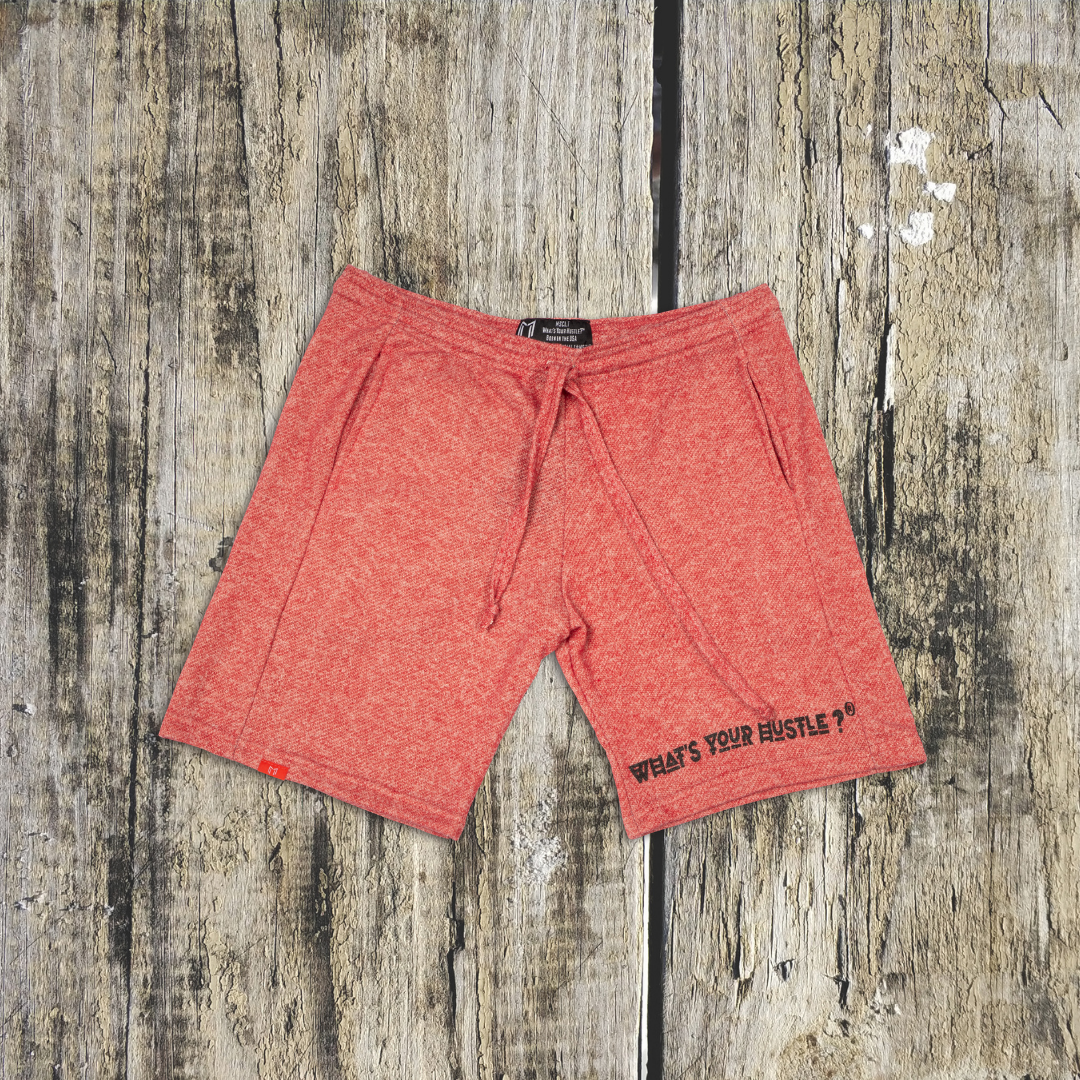 "WHAT'S YOUR HUSTLE?" Print Two-Toned French Terry Travel Short | (2 Colors)